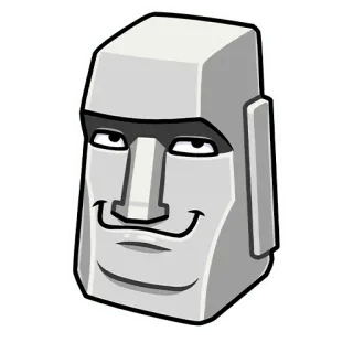 😏 241fe909 Moái, Isla de Pascua, Cabeza de piedra, Sonriendo con sorna, Meme, Divertido telegram sticker