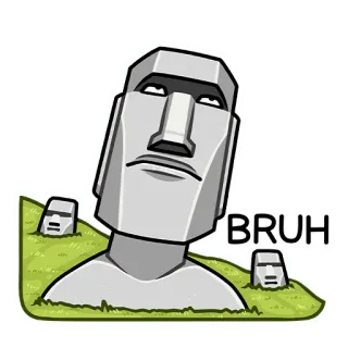 😕 94c907f9 BRUH Moái, Isla de Pascua, Estatua, Meme, Bro, Divertido, Expresión telegram sticker