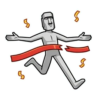 🏃‍♂️ ba488f52 Moái, Cabeza de piedra, Correr, Carrera, Ganador, Celebración, Confeti, Isla de Pascua telegram sticker