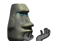 🗿 22f24110 meme, crying, moai, easter island head, stone head, sad telegram sticker