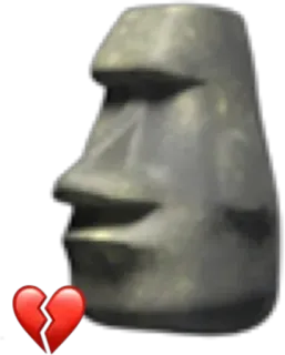 🗿 476254e2 moai, easter island, stone, statue, broken heart, emoji, sad telegram sticker