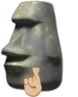 🗿 7df873bb moai, statue, emoji, fingers crossed, luck telegram sticker