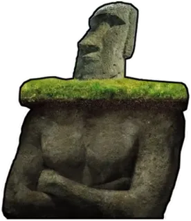 💪 52be8377 摩艾, 石头, 雕像, 复活节岛, 草 telegram sticker