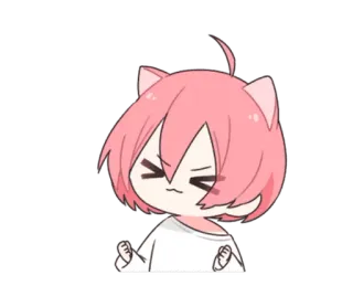 😆 235bb548 orelhas de gato, estilo anime, cabelo rosa, bravo, desenho animado, expressão telegram sticker