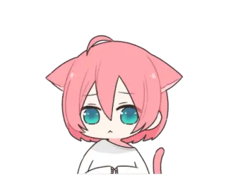 😔 55fcb002 Anime, Kawaii, Fofo, Orelhas de gato, Mangá, Chibi, Cabelo rosa telegram sticker