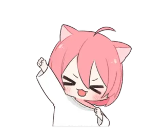 ✊ 6c4e43a5 garota anime, orelhas de gato, chibi, fofo, animado/a, cabelo rosa telegram sticker