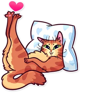😊 09035db7 猫, 爱心, 枕头, 可爱, 动物 telegram sticker