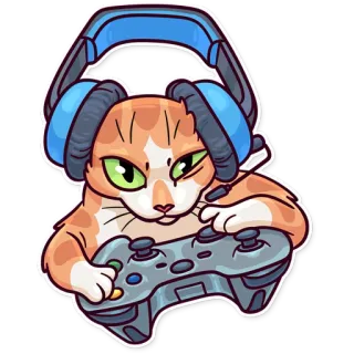 🎮 abe84e2e 猫, 游戏玩家, 耳机, 控制器, 游戏 telegram sticker