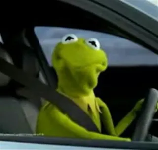😐 413cd59b Kermit Kermit, rijden, pop, kikker, auto, veiligheidsgordel telegram sticker