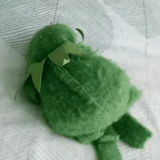 😴 43ecf706 Kermit Kermit de Kikker, Muppet, verdrietig, liggend, groen, pop telegram sticker