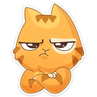 😣 141cb380 猫, 生气, 可爱, 贴纸, 卡通, 橙色, 猫科 telegram sticker