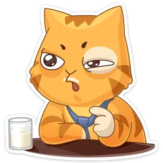 🥃 c3371154 猫, 牛奶, 玻璃杯, 领带, 橙色, 疲惫, 卡通 telegram sticker