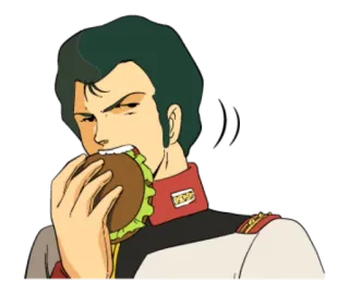🍔 f4eb8579 Char Aznable Mobile Suit Gundam Anime, Mecha, Seragam, Pilot, Militer, Hamburger, Makan telegram sticker