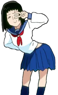 ✌ 32b67b06 动漫女孩, 水手服, 和平标志, 卡通, 女学生, 漫画 telegram sticker