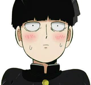❤ 4510649b Shigeo Kageyama Mob Psycho 100 动漫, 灵能百分百, 影山茂夫, 表情, 脸红 telegram sticker