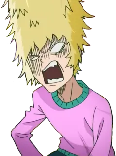 😠 7b50c27e 动漫, 生气, 金发, 卡通, 表情 telegram sticker