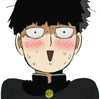 ❤ cf9b7b4a Mob Mob Psycho 100 动漫, 角色, 表情, 灵能百分百, 惊讶, 脸红 telegram sticker