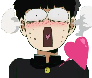 ❤ d85308d5 Mob Mob Psycho 100 动漫, 灵能百分百, 角色, 震惊, 脸红 telegram sticker