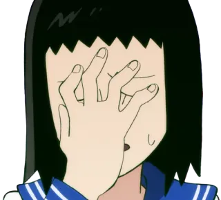 🙄 ead2a9d2 动漫, 女孩, 捂脸, 尴尬 telegram sticker