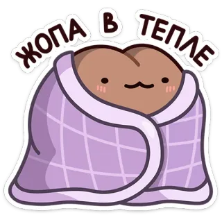 🍑 f16c2077 ЖОПА В ТЕПЛЕ 屁股, 温暖, 可爱, 毯子, 冬天, 卡哇伊 telegram sticker