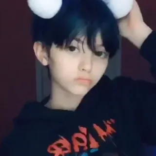 🎾 23b7c828 persona, adolescente, sudadera con capucha, orejas, retrato, lindo telegram sticker