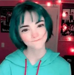 🎾 ea1601c7 persona, mujer, retrato, selfie, pelo verde, adolescente, joven telegram sticker