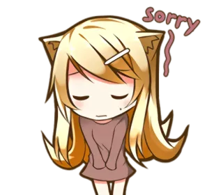 🙏 65bbef4a Sorry anime, apology, cat ears, kawaii, cute, sorry telegram sticker