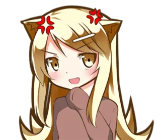 😤 e81bc990 anime, angry, cute, manga, cat ears, girl telegram sticker