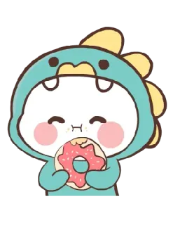 🍩 0a30ef57 卡通, 甜甜圈, 恐龙, 可爱, 动物, 角色, 卡哇伊, 甜的 whatsapp sticker