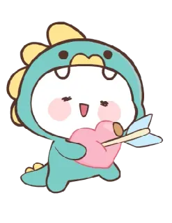 💘 4976656d 恐龙, 可爱, 爱心, 箭头, 卡通 whatsapp sticker