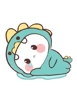 😢 6237971b 恐龙, 可爱, 卡通, 悲伤, 哭泣, 动物, 贴纸 whatsapp sticker