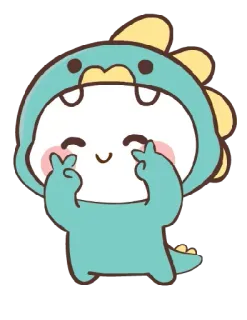 ✌️ a39b9fbe 可爱, 恐龙, 卡哇伊, 卡通, 角色, 动物服装 whatsapp sticker