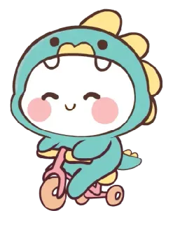 🚲 ca9a1d96 贴纸, 恐龙, 三轮车, 可爱, 卡哇伊 whatsapp sticker