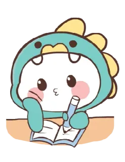 ✏️ ce46aeab 恐龙, 写作, 可爱, 卡通, 贴纸, 动物 whatsapp sticker