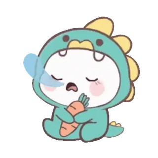 😴 780d3ece Dinosaurier, Cartoon, Tier, Niedlich, Schläfrig, Karotte telegram sticker