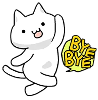 👋 8f98ec8a BYE BYE gato, saludando, adiós, adiós, despedida, dibujo animado, animal whatsapp sticker