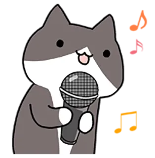 🎶 c26047ea gato, micrófono, cantar, karaoke, lindo, animal, dibujo animado whatsapp sticker