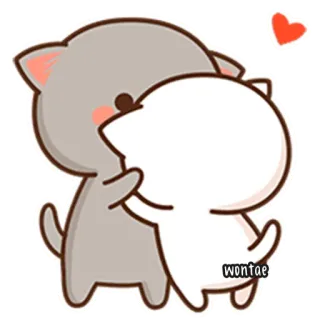 🍥 0fd0d6c7 wontae koty, przytulanie, miłość, zwierzęta, kreskówka, uroczy telegram sticker