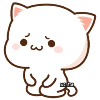 🍥 1829d5e7 wontae kot, słodki, biały kot, naklejka telegram sticker