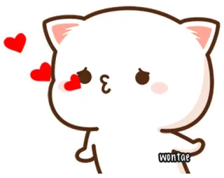 🍥 318d1ac2 wontae kot, kreskówka, naklejka, serca, miłość, słodki telegram sticker