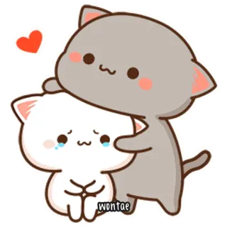 🍥 5b6ffa43 wontae koty, słodkie, miłość, kawaii, naklejka telegram sticker