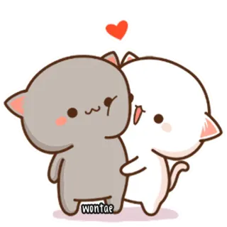 🍥 69bdcf49 wontae kot, słodki, miłość, uroczy, zwierzę, serce telegram sticker