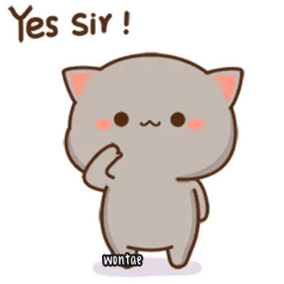 🍥 715c5904 Yes Sir ! kot, kreskówka, słodki, tak jest telegram sticker