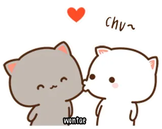 🍥 7574b818 chu~ wontae koty, całowanie, miłość, słodkie, kreskówka telegram sticker