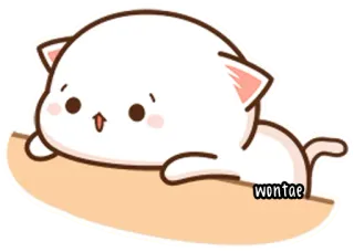 🍥 7eb955a7 wontae kot, kawaii, słodki, biały kot, leżący telegram sticker