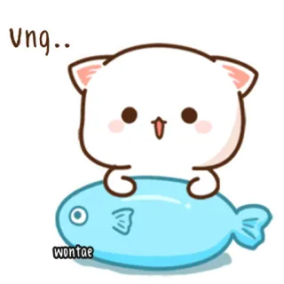 🍥 92370a62 ung.. kot, ryba, słodkie, naklejka telegram sticker