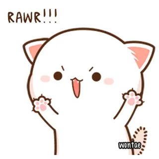 🍥 a66766b0 RAWR!!! słodki, kot, zwierzę, kreskówka, kawaii, raur telegram sticker