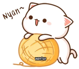 🍥 af360da7 Nyan~ wontae kot, kawaii, słodki, kreskówka, naklejka telegram sticker