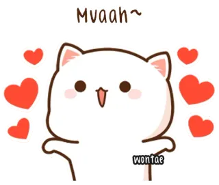🍥 b9aa449b Mvaah~ kot, serce, miłość, słodki, pocałunek, kreskówka telegram sticker