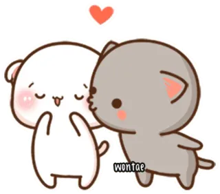 🍥 c2f01d15 wontae słodkie, miłość, kreskówka, zwierzę, pocałunek telegram sticker